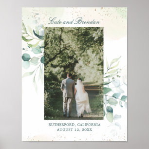 Elegant Eucalyptus Greenery Wedding Photo Poster
