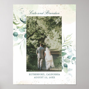 Elegant Eucalyptus Greenery Wedding Photo Poster