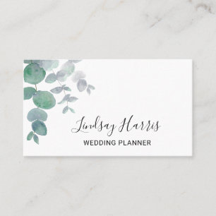 Elegant Eucalyptus Greenery Wedding Planner Business Card
