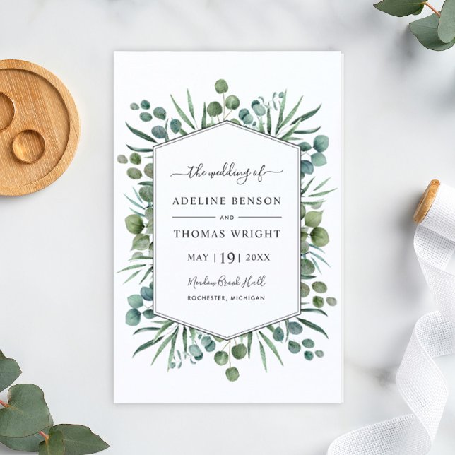 Elegant Eucalyptus Greenery Wedding Programs (Creator Uploaded)