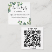 Elegant Eucalyptus Greenery Wedding QR Code Card