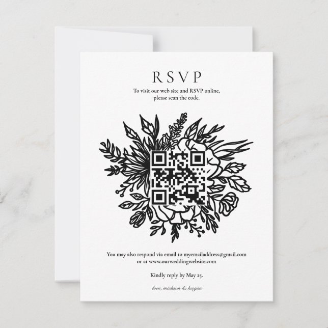 Elegant Eucalyptus Greenery Wedding QR Code RSVP I Invitation (Front)