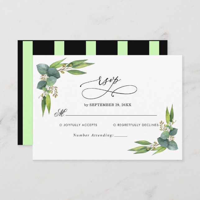 Elegant Eucalyptus greenery Wedding RSVP Card (Front/Back)