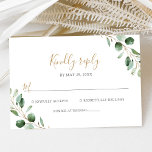 Elegant Eucalyptus Greenery Wedding RSVP Card<br><div class="desc">Designed to coordinate with our Moody Greenery wedding collection,  this customisable RSVP card,  features watercolor greenery eucalyptus branch paired with a trendy script font in gold and classy serif font in grey. To make advanced changes,  go to "Click to customise further" option under Personalise this template.</div>