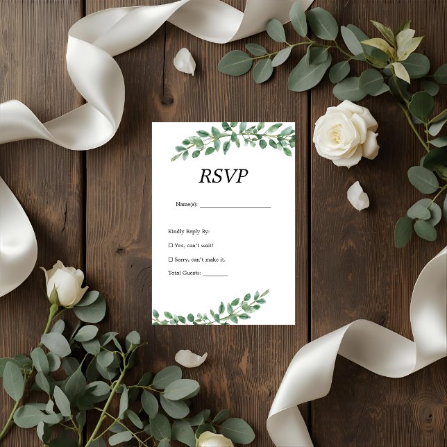 Elegant Eucalyptus Greenery Wedding RSVP Card  (Creator Uploaded)