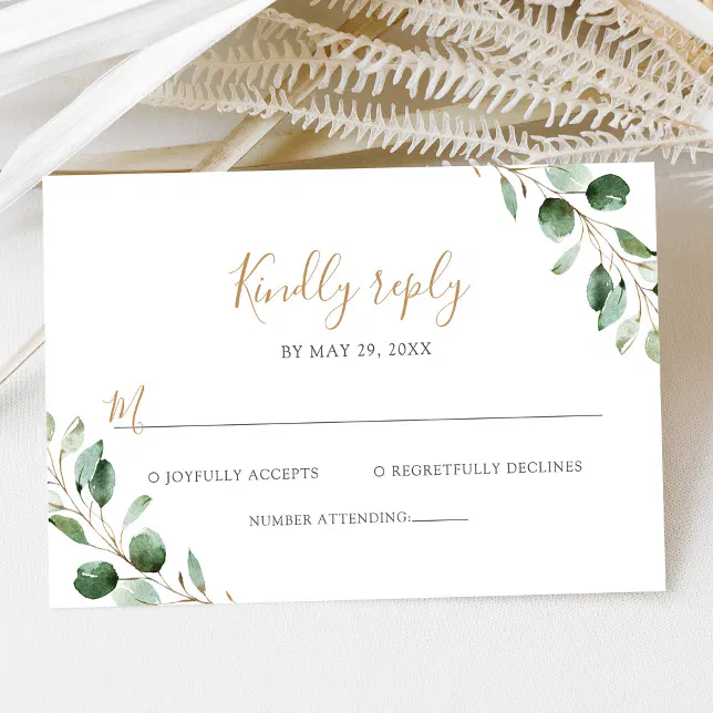 Elegant Eucalyptus Greenery Wedding RSVP Card | Zazzle
