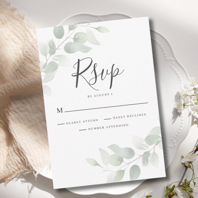 Elegant Eucalyptus Greenery Wedding RSVP Card (Creator Uploaded)