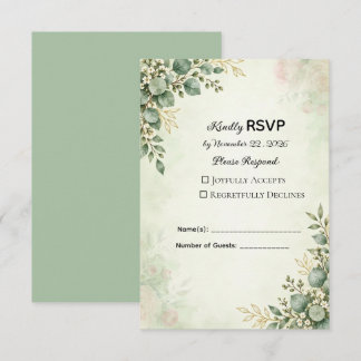 Elegant Eucalyptus Greenery Wedding RSVP Card