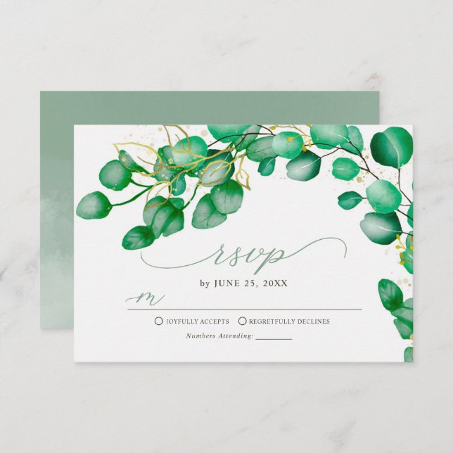 Elegant Eucalyptus Greenery Wedding RSVP Card (Front/Back)