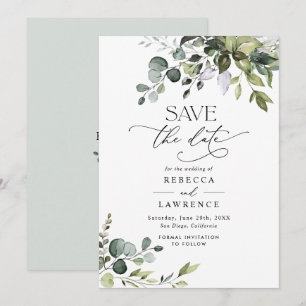 Elegant Eucalyptus Greenery Wedding Save the Date Invitation