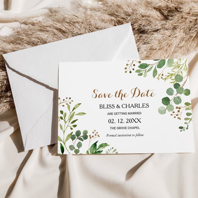 Elegant Eucalyptus Greenery Wedding Save the Date Invitation (Creator Uploaded)