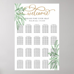 Elegant Eucalyptus Greenery Wedding Seating Chart