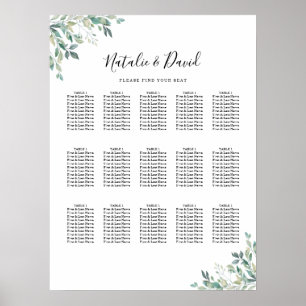 Elegant Eucalyptus Greenery Wedding Seating Chart
