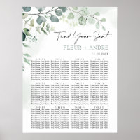 Elegant Eucalyptus Greenery Wedding Seating Chart