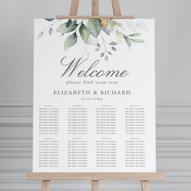 Elegant Eucalyptus Greenery Wedding Seating Chart (Creator Uploaded)