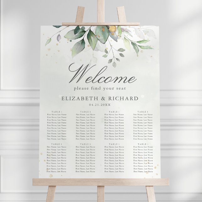 Elegant Eucalyptus Greenery Wedding Seating Chart (Creator Uploaded)