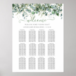 Elegant Eucalyptus Greenery Wedding Seating Chart