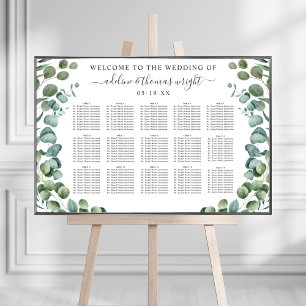 Elegant Eucalyptus Greenery Wedding Seating Poster