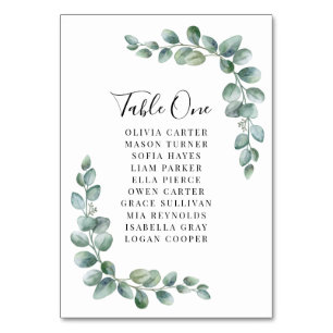 Elegant Eucalyptus Greenery Wedding  Table Number