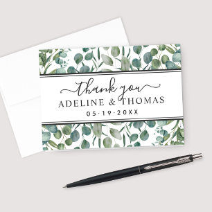 Elegant Eucalyptus Greenery Wedding Thank You Card