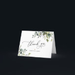 Elegant Eucalyptus Greenery Wedding Thank You Card<br><div class="desc">Designed to coordinate with our Boho Greenery wedding collection,  this customisable Thank You card features mixed watercolor greenery leaves paired with a classy serif font in black,  with a monogram on the back. Add custom text in elegant lettering,  as well as an optional inside message. Matching items available.</div>