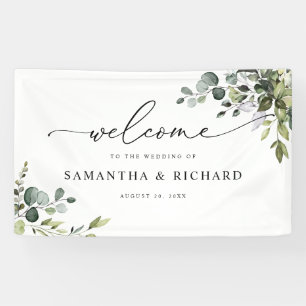 Elegant Eucalyptus Greenery Wedding Welcome Banner