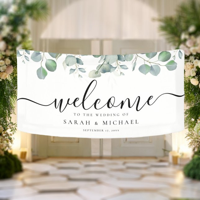 Elegant Eucalyptus Greenery Wedding Welcome Banner (Creator Uploaded)