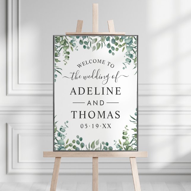 Elegant Eucalyptus Greenery Wedding Welcome Poster (Creator Uploaded)