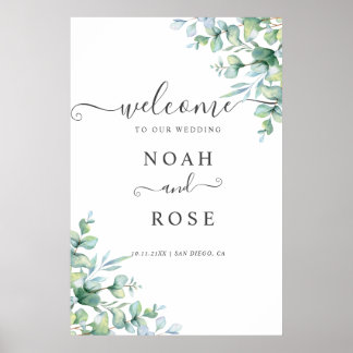 Elegant Eucalyptus Greenery Wedding Welcome Sign