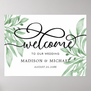 Elegant Eucalyptus Greenery Wedding Welcome Sign
