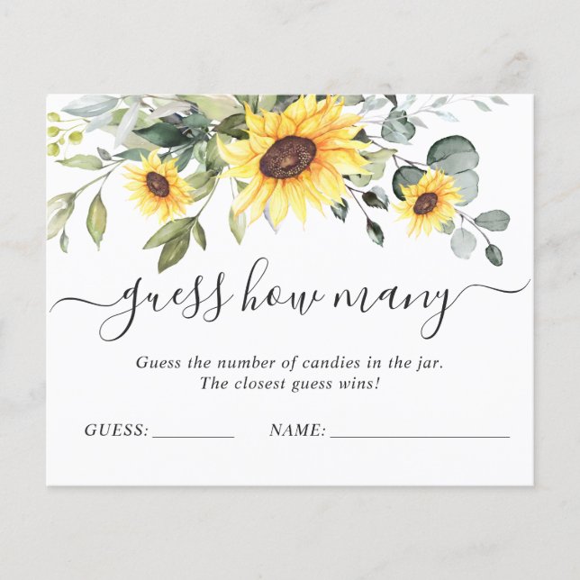 Elegant Eucalyptus Guess How Many Game Card (Front)