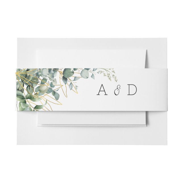 Elegant Eucalyptus Invitation Belly Band (Front Example)