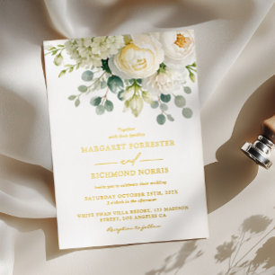 Elegant Eucalyptus Ivory Floral Wedding Real Gold