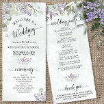 Elegant Eucalyptus & Lavender Watercolor Wedding Program<br><div class="desc">This beautiful wedding program features an elegant boho chic design with hand painted sprigs of lavender flowers and eucalyptus leaves on a marbled dusty blue background. The titles are written in fancy script calligraphy, and there is space for your ceremony and wedding party details, as well as a short thank...</div>