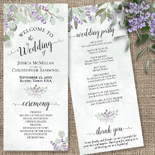 Elegant Eucalyptus & Lavender Watercolor Wedding Program