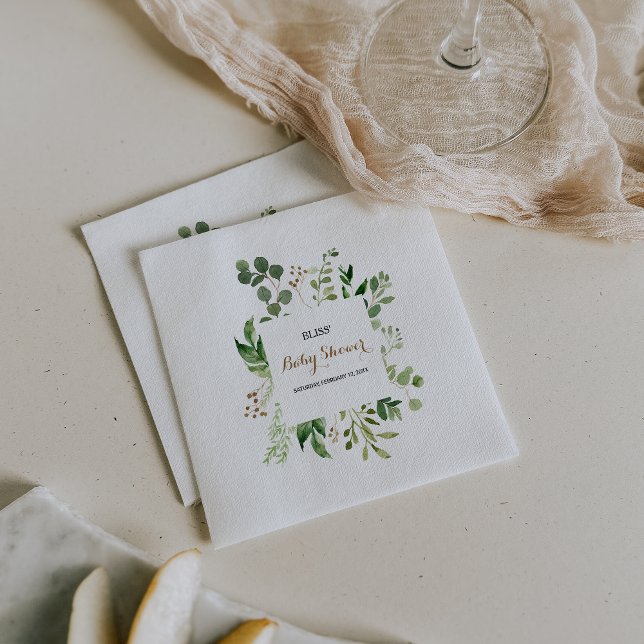 Elegant Eucalyptus Leaf Greenery Baby Shower Napkin (Creator Uploaded)