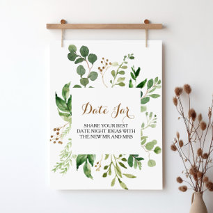 Elegant Eucalyptus Leaf Greenery Date Jar Sign