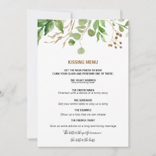 Elegant Eucalyptus Leaf Greenery Kissing Menu