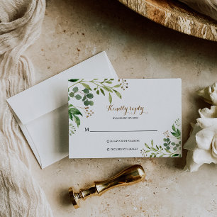 Elegant Eucalyptus Leaf Greenery Rsvp Card