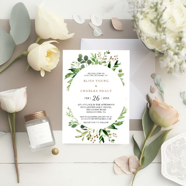 Elegant Eucalyptus Leaf Greenery Wedding Invitation (Creator Uploaded)