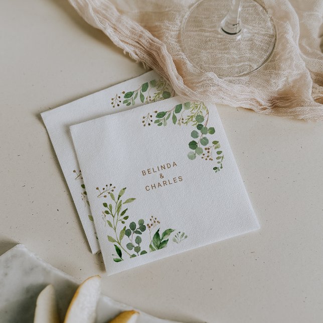Elegant Eucalyptus Leaf Greenery Wedding Napkin (Creator Uploaded)