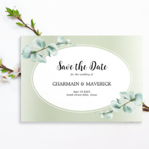 Elegant Eucalyptus leaf Greenery Wedding  Save The Date