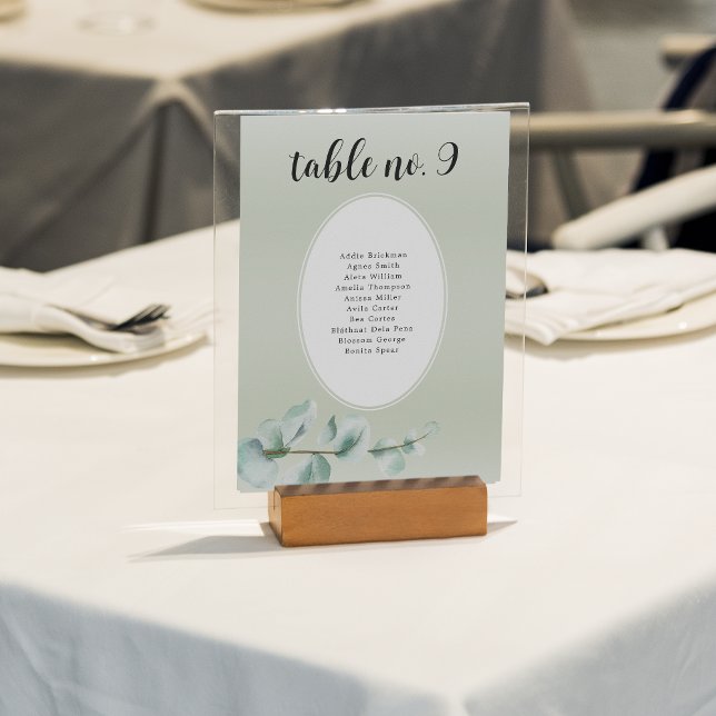Elegant Eucalyptus leaf Greenery Wedding Table Number (Creator Uploaded)