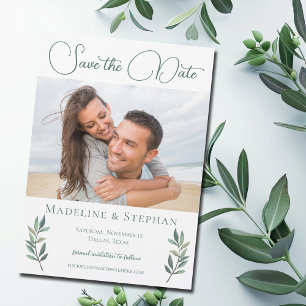 Elegant Eucalyptus Leaf Save the Date Photo Magnet