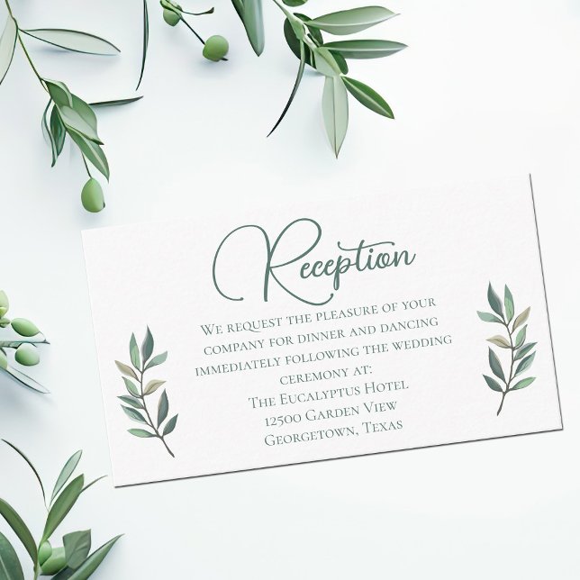 Elegant Eucalyptus Leaf Wedding Reception Details Enclosure Card (Creator Uploaded)
