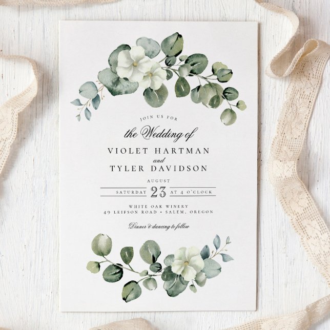Elegant Eucalyptus Leaves Arch Greenery Wedding Invitation (Creator Uploaded)