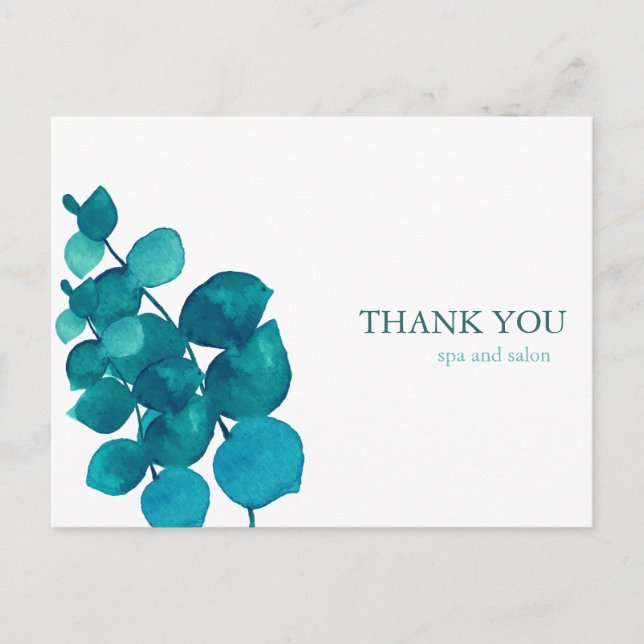 Elegant Eucalyptus Leaves Business Thank You Card (Front)