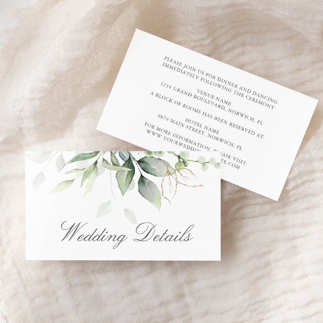 Elegant Eucalyptus Leaves Greenery Gold Wedding Enclosure Card (Creator Uploaded)