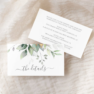 Elegant Eucalyptus Leaves Greenery Gold Wedding Enclosure Card
