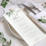 Elegant Eucalyptus Leaves Greenery Gold Wedding Menu<br><div class="desc">Beautiful wedding menu cards featuring watercolor eucalyptus and gold leaves.</div>